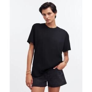 NWT Madewell Cotton Relaxed Oversized Tee Medium Jet Black